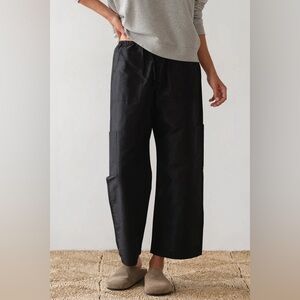 DONNI. The Taffeta Drawstring Cargo Pant in Jet Black